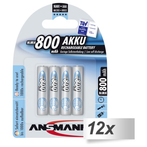 Ansmann 12x4 maxE NiMH bat. Micro AAA 800 mAh Slike