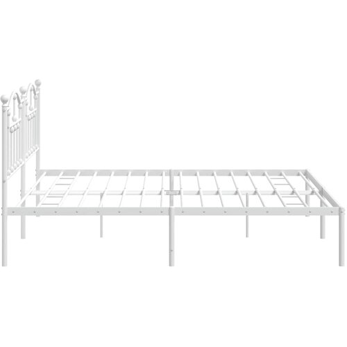  Metalni okvir za krevet s uzglavljem bijeli 193x203 cm Slike