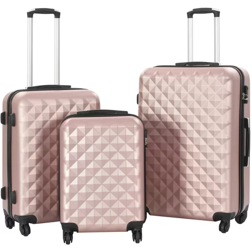 vidaXL 3-dijelni set čvrstih kovčega ružičasto-zlatni ABS