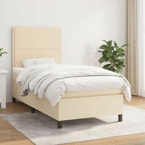  Box spring postelja z vzmetnico krem 80x200 cm blago, (20893066)