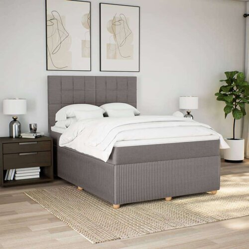 VidaXL Krevet s oprugama i madracem smeđesivi 160x200 cm tkanina Slike