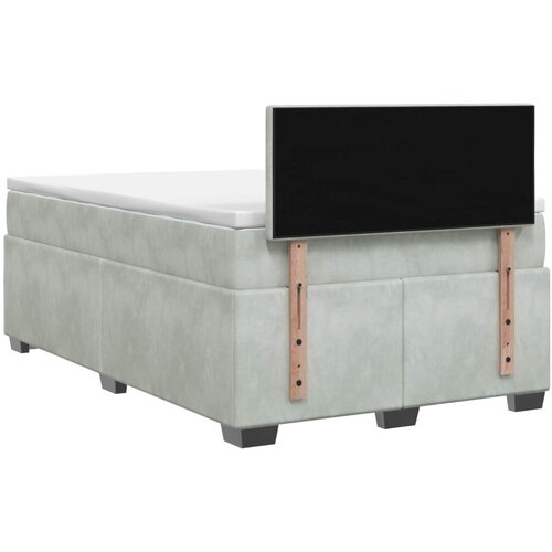  s box springom madracem i LED-om Svjetlosiva Bar&amp;scaron;un - Svjetlosiva 120 x 190 cm Pro&amp;scaron;iveno gumbima Slike