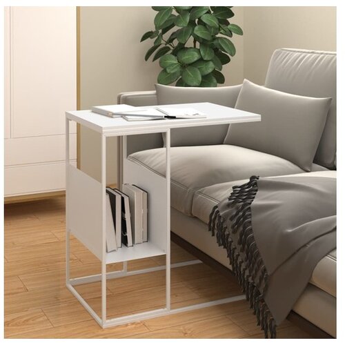  Stranska mizica bela 55x36x59,5 cm inženirski les Cene