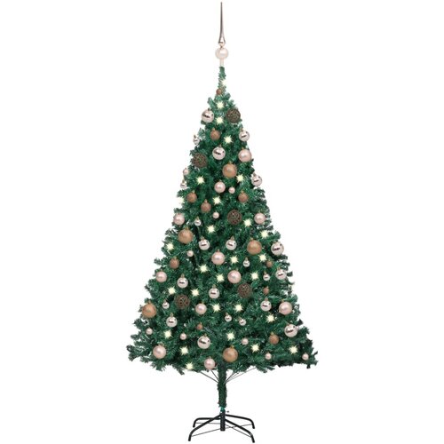 vidaXL umjetno božićno drvce LED s kuglicama zeleno 120 cm PVC Cene