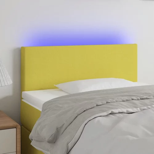 vidaXL LED posteljno vzglavje zeleno 90x5x78/88 cm blago