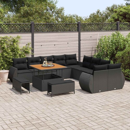  Sjedeća garnitura za vrt 13 kom. 13-Broj sjedala Crna 307 x 289 x 85 cm Slike