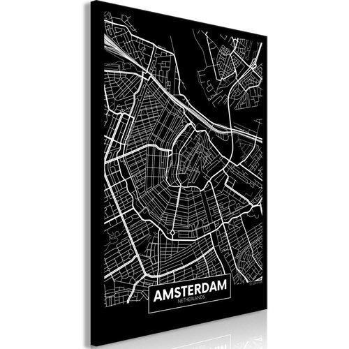  Slika - Dark Map of Amsterdam (1 Part) Vertical 60x90 Slike