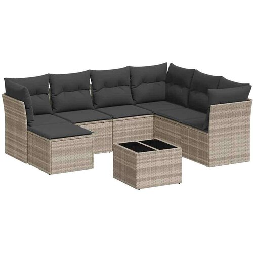 VidaXL 8-dijelni set vrtnih sofa od poliratana s jastucima svjetlosivi Slike
