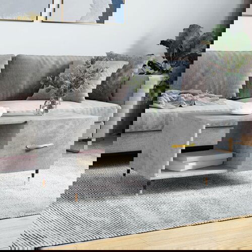 VidaXL Klubska mizica betonsko siva 90x50x40 cm konstruiran les Slike