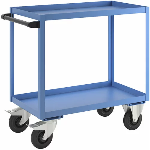 eurokraft pro Pomožni montažni voziček, 2 nivoja, nosilnost 250 kg, nakladalna površina DxŠ 900 x 500 mm, svetlo modra