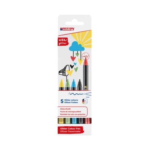  Flomasteri E-1200 1-3mm glitter , set 1/5 standardne boje Edding sortirano Slike
