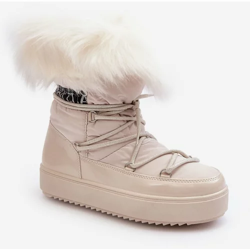 Kesi Women's Lace-up Snow Boots Santero Light Beige