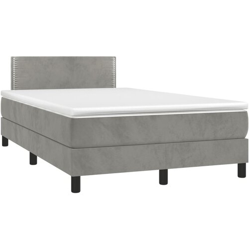 VidaXL Krevet box spring s madracem LED svjetlosivi 120x190 cm tkanina Slike