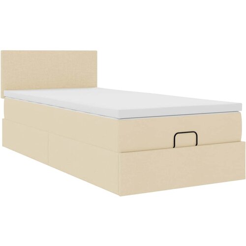 VidaXL Otomanski posteljni okvir z vzmetnico krem 80x200 cm blago, (21606937) Slike