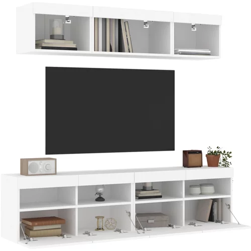  5-dijelni zidni TV elementi s LED bijeli od konstruiranog drva