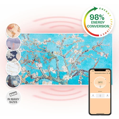Klarstein Wonderwall Air Art Smart, infrardeči grelec, 120 x 60 cm, 700 W, aplikacija, mandljev cvet