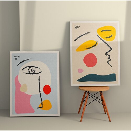 Wallity 2KNV4363 - 50 x 70 multicolor decorative canvas painting (2 pieces) Cene