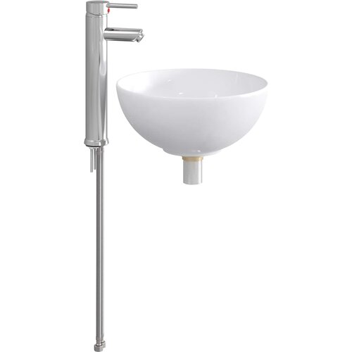 vidaXL Lavabo - Umivaonik s slavinom i odvodom Krom 32 x 32 x 13 cm Keramika - Krom 32 x 32 x 13 cm Cene