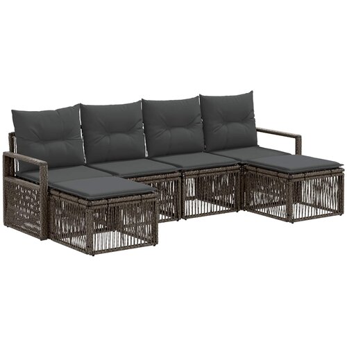  Sjedeća garnitura za vrt 6 kom. Siva poliratan 61 x 62 x 70 cm Slike