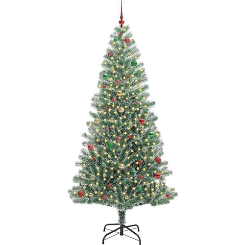 VidaXL Umjetno Božićno Drvo s Snježnim Flokom i LED Svjetlom 240 cm Slike