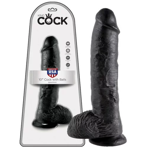 King Cock 10 dildo s testisi (25 cm) - črn