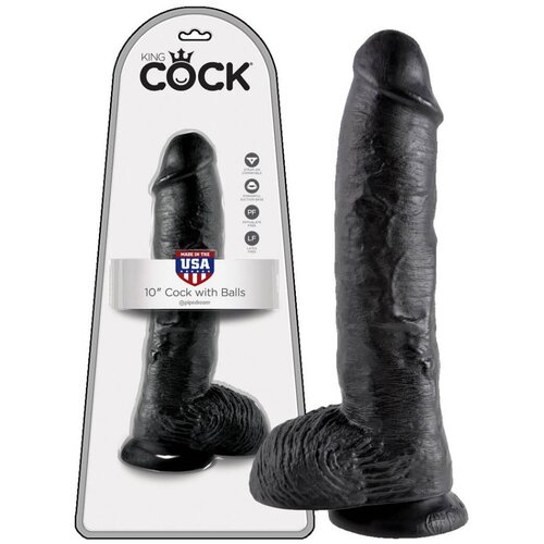 King Cock 10 testisa dildo (25 cm) - crni Slike