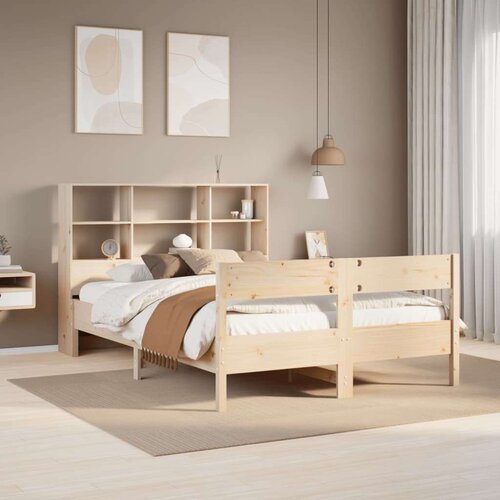 VidaXL Krevet s regalom za knjige bez madraca 120x190 cm od borovine Slike
