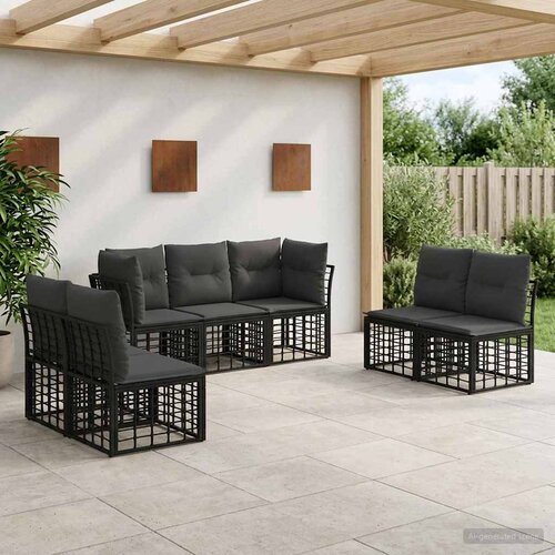  Set vanjskih sofa Crna Poliester Cijene