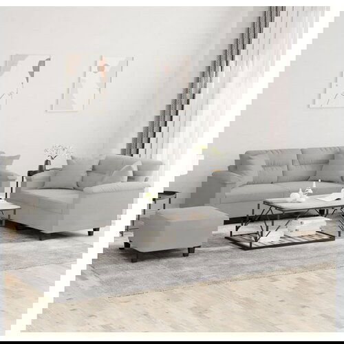 VidaXL 3-dijelni set sofa s jastucima svjetlosivi od mikrovlakana Slike