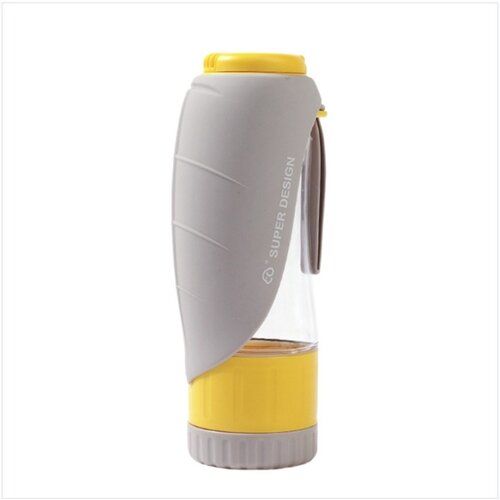 INF Prenosna 2-v-1 silikonska steklenica za vodo in hrano za pse na poti Grey+Yellow, (5000203058) Cene