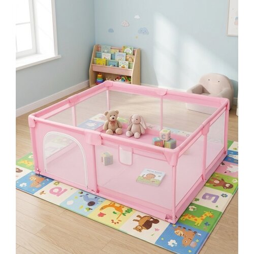 Delunaro prostrana dečija ogradica za igru 180x200x65cm ( KLK2613-Light-Pink ) Cene