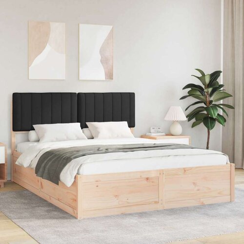 vidaXL Posteljni okvir z oblazinjenim vzglavjem Črna 150 x 200 cm Cene
