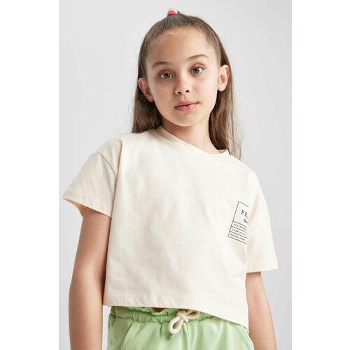 Defacto Girl's Crop Top Printed Short Sleeve T-Shirt Cene