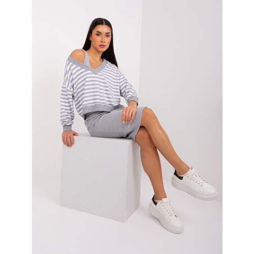 Fashion Hunters Off-white women&amp;#039;s basic set with midi dress Slike