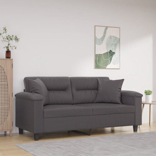 vidaXL Dvosjed s ukrasnim jastucima sivi 140 cm od umjetne kože Cijene