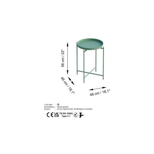 Hanah home Klub sto 46x56x46cm Zeleni Slike