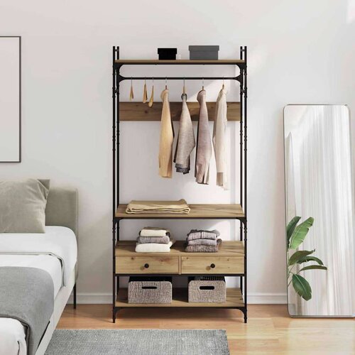 vidaXL Garderobna omara s predalom artisan hrast 89 x 39 x 184,5 cm Cene