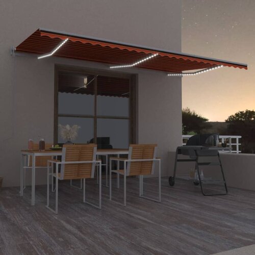 VidaXL Automatska tenda sa senzorom LED 600x350 cm narančasto-smeđa Slike