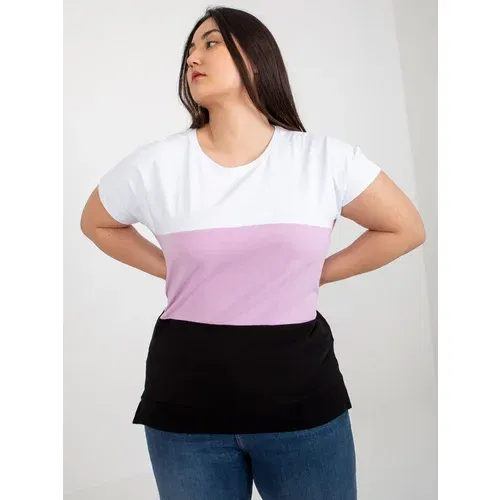 Fashion Hunters White and purple blouse plus size without fastening