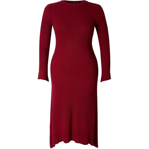 Trendyol Curve Burgundy Corduroy Midi Length Knit Dress Slike