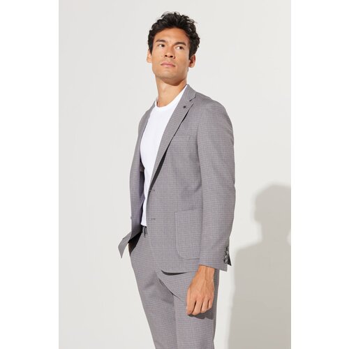 Altinyildiz classics Men's Beige Slim Fit Slim Fit Mono Collar Patterned Travel Bag Suit Slike