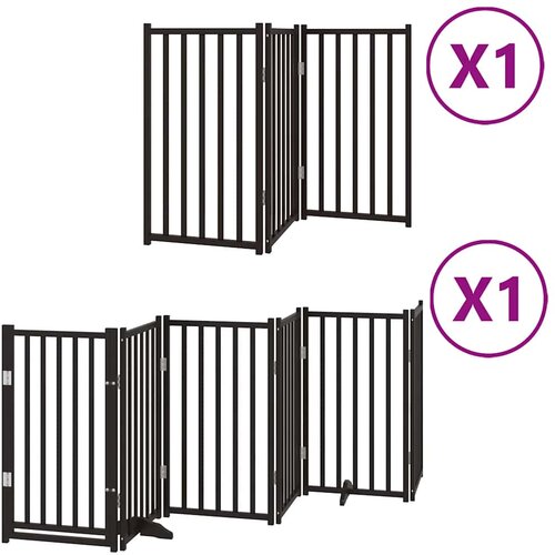  Vrata za pse s vrata&amp;scaron;cima 9 panela sklopiva 450 cm drvo topole Crna 50 x 90 x 2 cm Slike