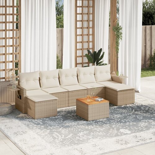 VidaXL 8-dijelni set vrtnih sofa od poliratana s jastucima bež Slike