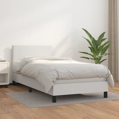 The Living Store Box spring postelja z vzmetnico bela 90x200 cm umetno usnje - Box Spring Postelja, (21503890) Slike