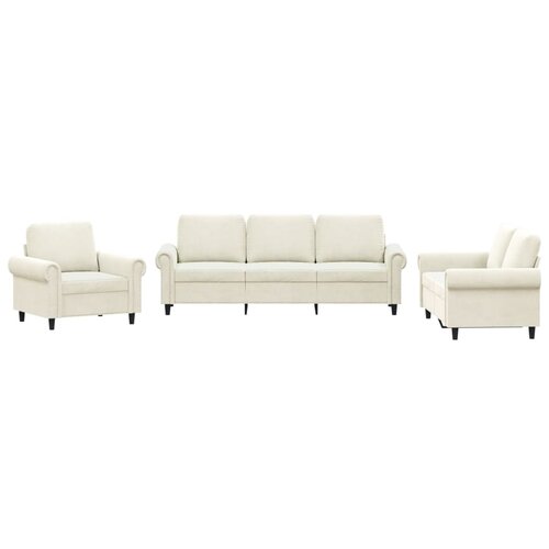 vidaXL 3-dijelni set sofa s jastucima krem baršunasti Cijene