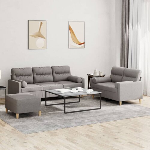  3-dijelni set sofa s jastucima smeđesivi od tkanine Cijene