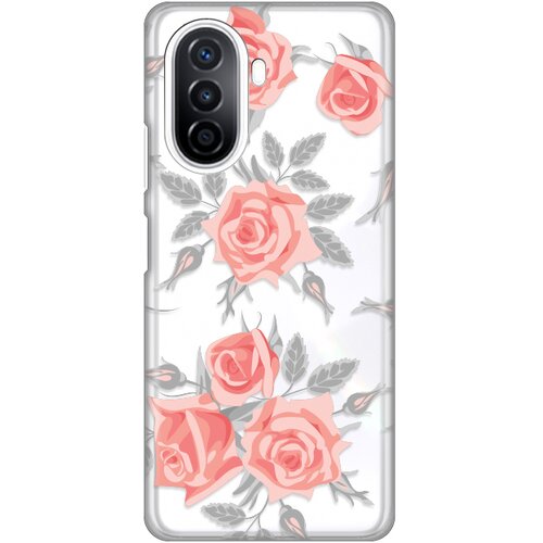 Silikonska maska za Huawei Nova Y70/Y70 Plus Elegant Roses Print Skin providna Slike