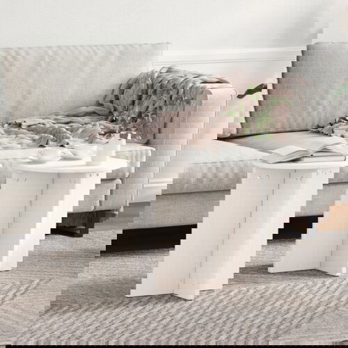 VidaXL Set kavno mizico 2 pcs Bela 41.5 x 41.5 x 41 cm Slike
