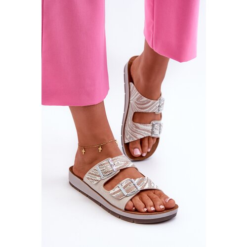 Kesi Comfortable women's slippers with Inblu buckles Beige Cijene