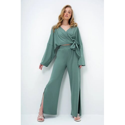 Trend Alacati Stili Ženski komplet bluza i pantalone ALC-X11422, Zeleni Cene